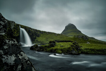 Sticker - Beautiful view of Kirkjufellsfoss waterfall. Iceland.