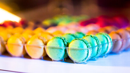 Sticker - Selective of colorful pastry macaroon French dessert