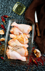 Sticker - Raw uncooked chicken legs with ingredients for cooking