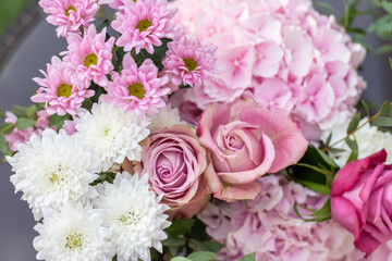 Poster - Bouquet of pink, white and purple flowers