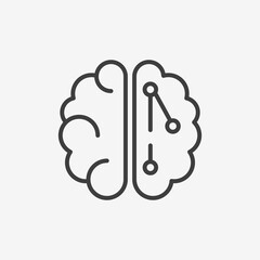 Wall Mural - Brain and artificial intelligence Line Icon. Brain innovation logo. Illustration.