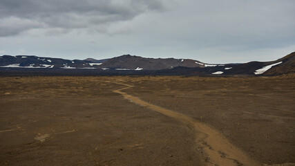 Canvas Print - Beautiful shot of a land under the cloudy skies in Iceland