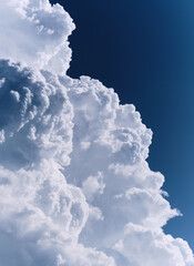Wall Mural - vertical shot of puffy clouds in the sunny sky