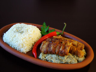 Poster - Close-up shot of a Doner Kebap isolated on a black background