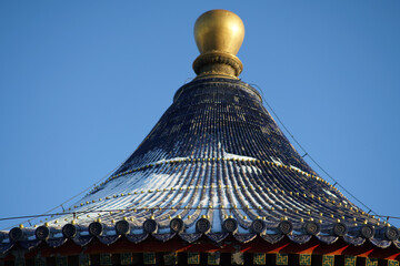 Canvas Print - Beautiful view of the Temple of Heaven roof in Beijing, China