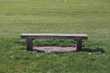 Poster - Empty rustic wooden bench in the park