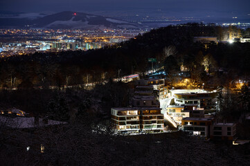 Wall Mural - Photo of a town and landscape at night