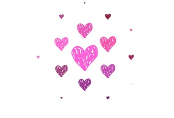 Wall Mural - light pink vector backdrop with sweet hearts.