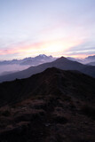 Fototapeta Mapy - sunset over the mountains