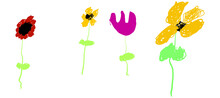 Children's Scribble Series A Lot Of Flowers Are In Bloom