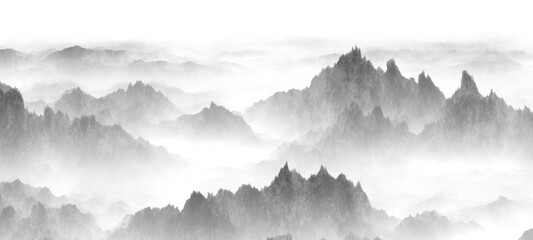 Sticker - misty mountain landscape