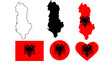 albania map flag icon set