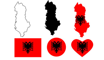 Wall Mural - albania map flag icon set