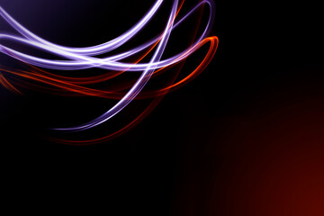 Wall Mural - abstract background. Blue and orange light stripes on a black background