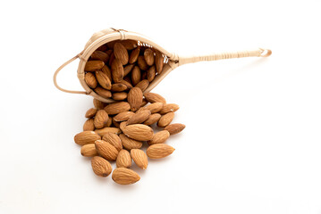 Wall Mural - Almonds with white background