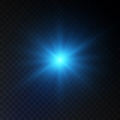 Wall Mural - Blue glitter texture. Star explosion, detonation effect in outer space. Bright light with many twinkling stars. Vector