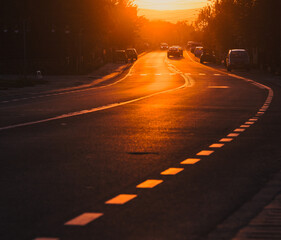 Wall Mural - traffic at sunset