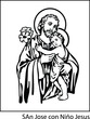 Vertical illustration of saint Joseph and child Jesus on the white background.