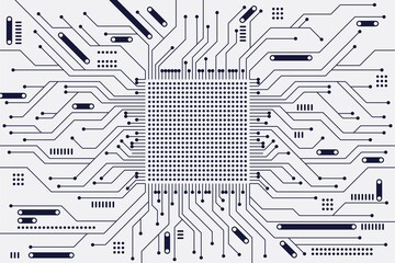 circuit board background with black and white color. horizontal format. flat microelectronics circui