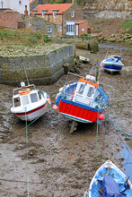 Fishing Boats At Low Tide Staithes North Yorkshire
