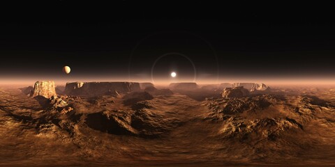 Wall Mural - Mars, HDRI, environment map , Round panorama, spherical panorama, equidistant projection, 360 high resolution panorama, 3d rendering