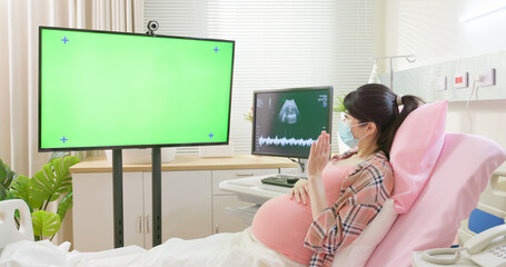 Poster - pregnant woman has video call