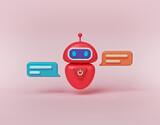 Fototapeta  - minimal cute chatbot and chat bubbles. modern technology. 3d rendering