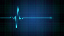 Blue Cardiogram Or Heartbeat Line In High Resolution. EKG ECG Screen. Electrocardiogram.