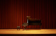 Ready for the show. Shot of a piano on a stage.