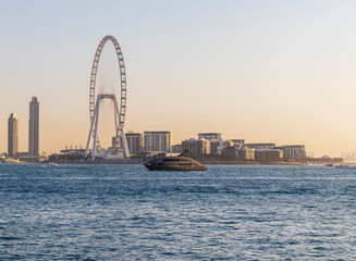 Wall Mural - Dubai, UAE - 02.20.2022 Tallest ferris wheel in the world Ain Dubai, located in Blue waters by Meraas in Dubai, UAE. City