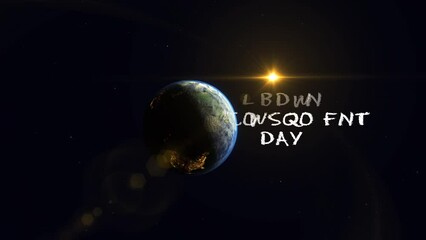Wall Mural - world environment day with sunrise and shadow on the earth rotate in star space universe. world real