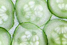 Cucumber Slices Cosmetic With Sparking Water Or Gel