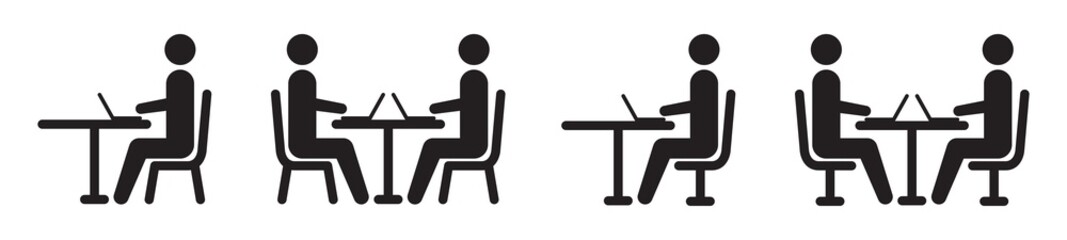 People sitting and work with laptop