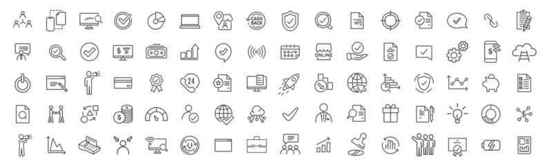 Aufkleber - Business and marketing line icons collection. Big UI icon set. Thin outline icons pack. Vector illustration eps10