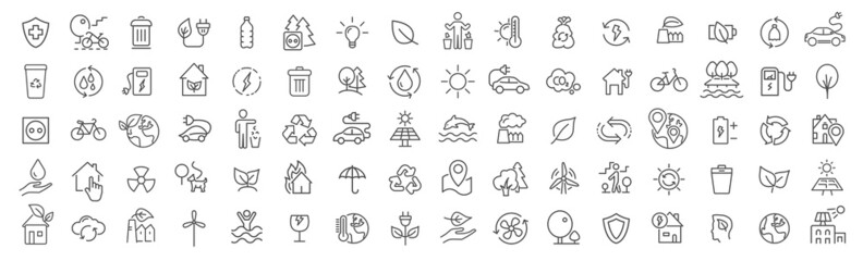 Wall Mural - Eco and environment line icons collection. Big UI icon set. Thin outline icons pack. Vector illustration eps10