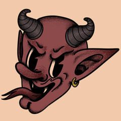 50s cartoon retro vintage sticker head satan devil tattoo art