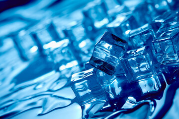 Canvas Print - ice cubes on the blue background