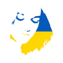 Portrait Of Young Ukrainian Girl. Stencil Art.