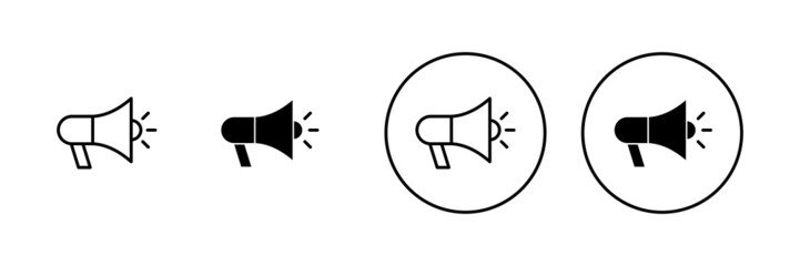 Megaphone icons set. Loudspeaker sign and symbol