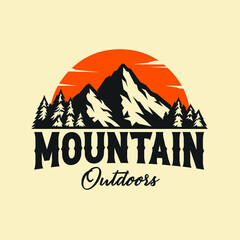 Mountain outdoors emblem ready made logo template vector isolated