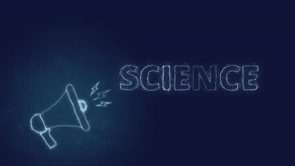 Leinwandbilder - Megaphone banner with text science. Plexus style of blue glowing dots and lines
