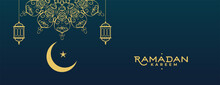 Ramadan Kareem Decorative Mandala Banner In Flat Style