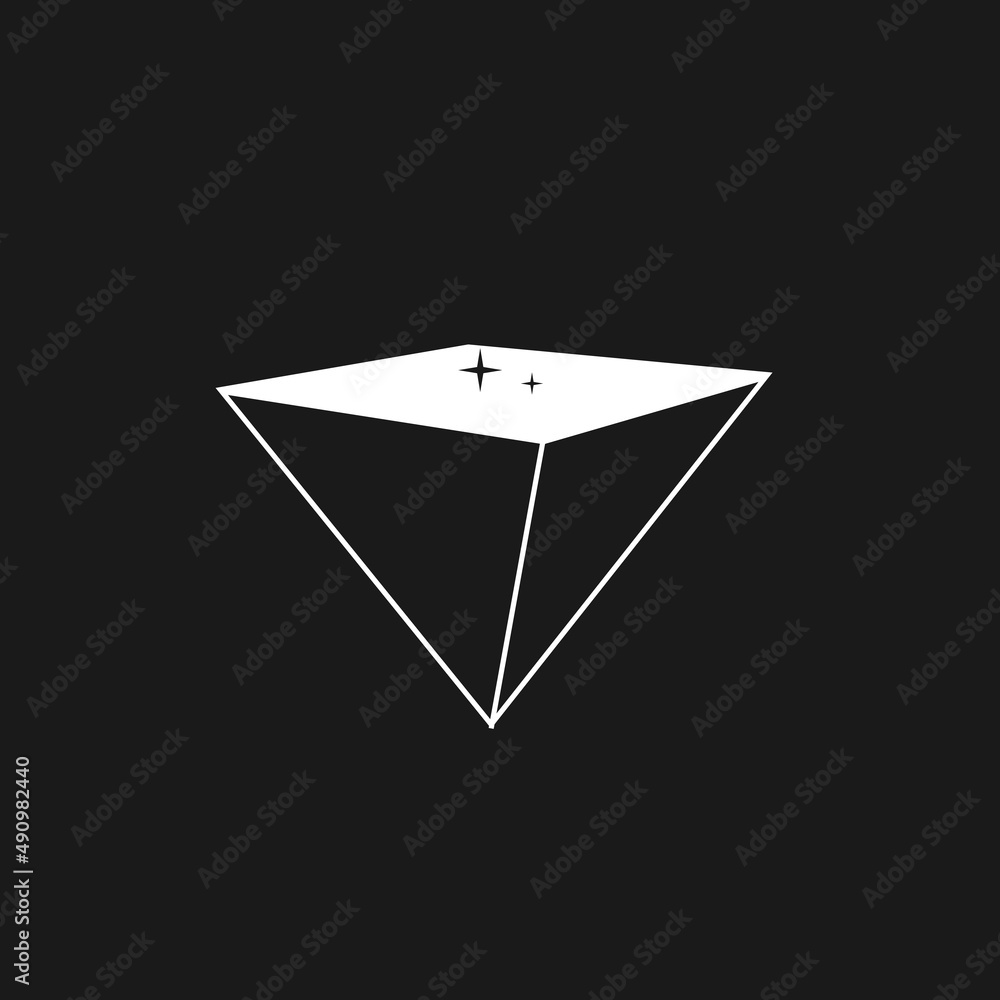 Retrowave aesthetics linear inverted pyramid with a stars on top of it ...