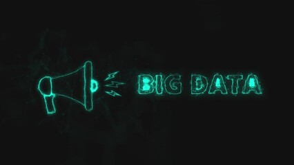Leinwandbilder - Megaphone banner with text big data. Plexus style of blue glowing dots and lines