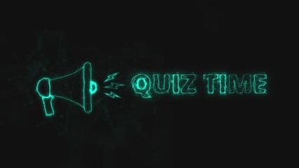 Leinwandbilder - Megaphone banner with text quiz time. Plexus style of blue glowing dots and lines