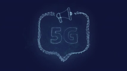 Leinwandbilder - Megaphone banner with speech bubble and text 5G. Plexus style of green glowing dots and lines