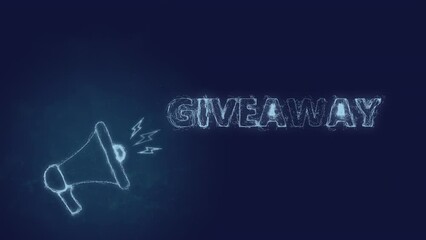 Aufkleber - Megaphone banner with text giveaway. Plexus style of blue glowing dots and lines