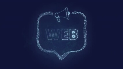 Leinwandbilder - Megaphone banner with speech bubble and text web. Plexus style of green glowing dots and lines