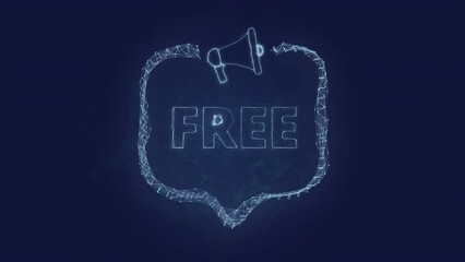 Leinwandbilder - Megaphone banner with speech bubble and text free. Plexus style of green glowing dots and lines
