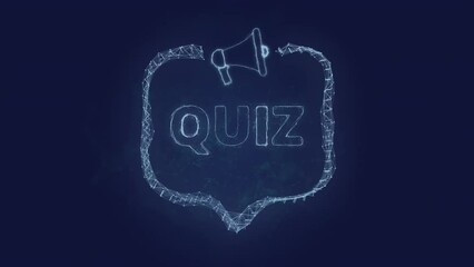 Leinwandbilder - Megaphone banner with speech bubble and text quiz. Plexus style of green glowing dots and lines